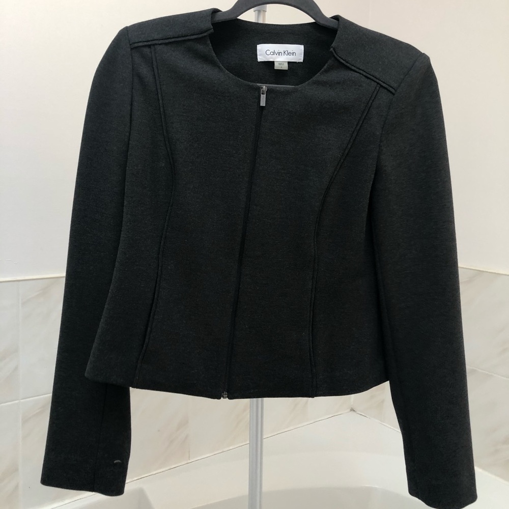 Calvin Klein women’s black zip up blazer